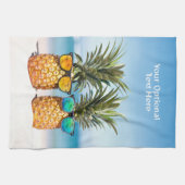 Aangepaste tekst Strand Ananas Theedoek (Horizontaal)