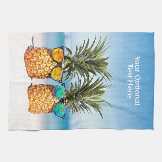 Aangepaste tekst Strand Ananas Theedoek (Horizontaal)