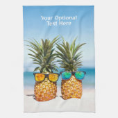 Aangepaste tekst Strand Ananas Theedoek (Verticaal)