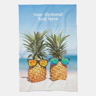 Aangepaste tekst Strand Ananas Theedoek