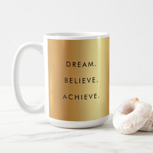 Aangepaste tekst Succes Quote Dream Believe Bereik Koffiemok (Met donut)