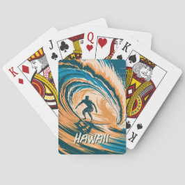 Aangepaste tekst Surfen Golven Minimale Retro Art Pokerkaarten