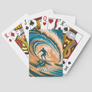 Aangepaste tekst Surfen Golven Minimale Retro Art Pokerkaarten