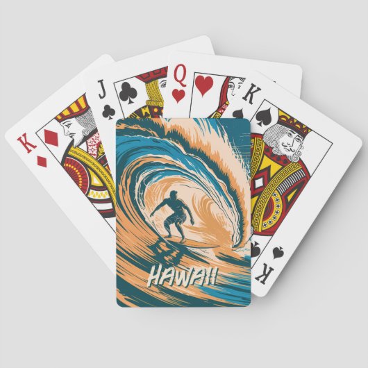Aangepaste tekst surfer surft golven minimalistisc pokerkaarten (Achterkant)