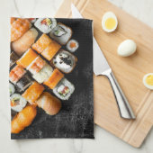 Aangepaste tekst Sushi Platter Theedoek (Quarter Fold)