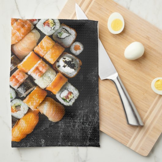 Aangepaste tekst Sushi Platter Theedoek (Quarter Fold)