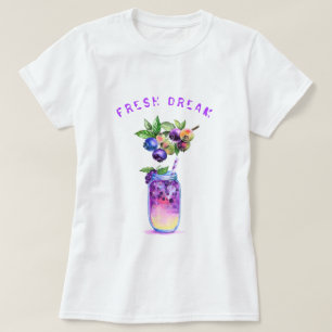 Aangepaste tekst T-Shirt met Blueberry Juice Drink