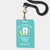 Aangepaste tekst Tandheelkundige kliniek badge (Achterkant met lanyard)