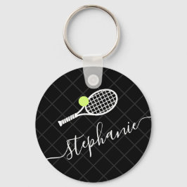 Aangepaste tekst Tennis Ball Racket Monogramed Sleutelhanger