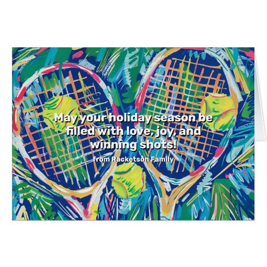 🎾🎄Aangepaste tekst, Tennis Holiday Tennis Cheer (Voorkant Horizontaal)