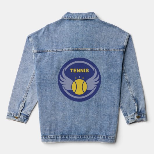 Aangepaste tekst Tennisbal met vleugels Denim Jacket (Achterkant)