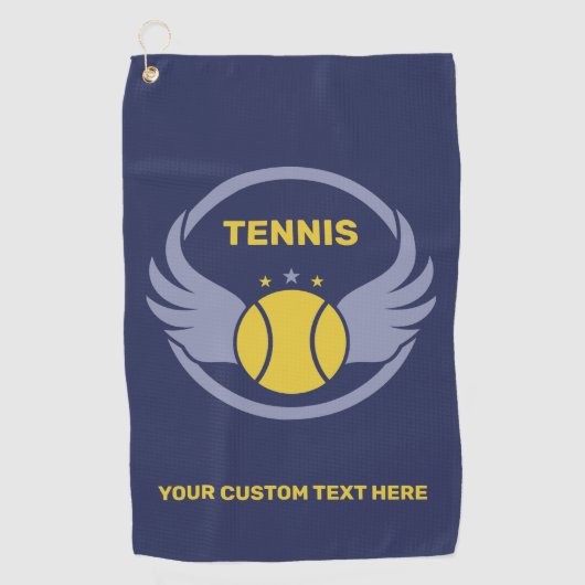Aangepaste tekst Tennisbal met vleugels Golfhanddoek (Voorkant)