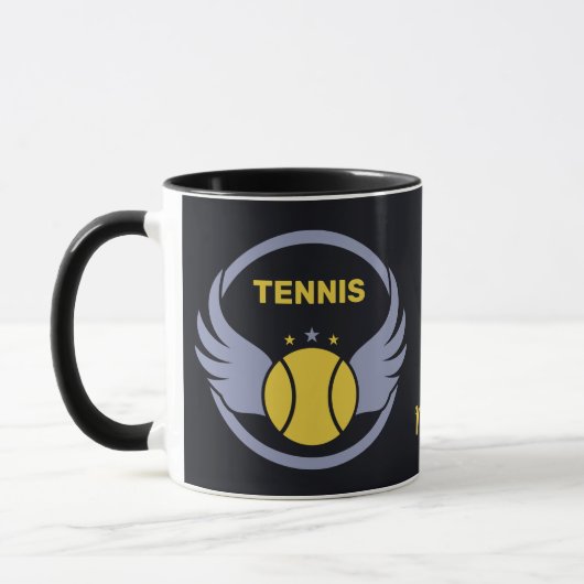 Aangepaste tekst Tennisbal met vleugels Mok (Links)