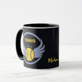 Aangepaste tekst Tennisbal met vleugels Mok (Voorkant links)