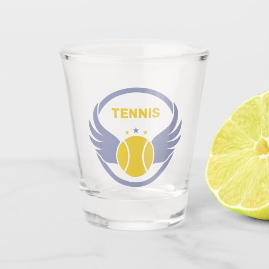Aangepaste tekst Tennisbal met vleugels Shot Glas (Voorkant)