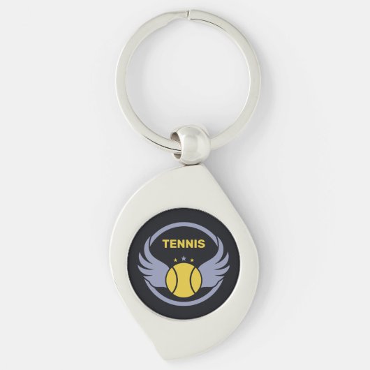 Aangepaste tekst Tennisbal met vleugels Sleutelhanger (Voorkant)