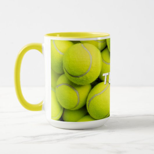 Aangepaste tekst Tennisballen Mok (Links)