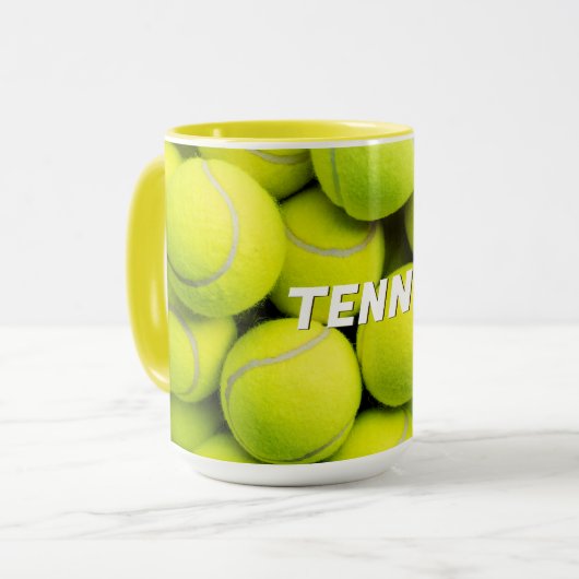 Aangepaste tekst Tennisballen Mok (Voorkant links)