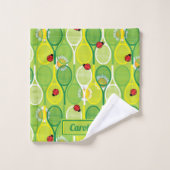 Aangepaste tekst - tennisrackets met ladyvogels bad handdoek (Wasdoekje)