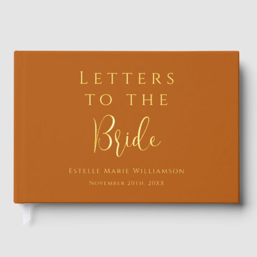Aangepaste Tekst Terracotta Brieven aan de Bruid Gastenboek (Voorkant)