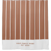 Aangepaste tekst Terracotta Modern Elegant Stripes Douchegordijn (Voorkant)