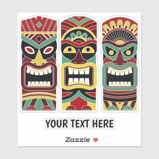 Aangepaste tekst Tiki Totems stickers (Vel)
