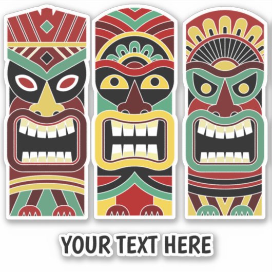Aangepaste tekst Tiki Totems stickers (Voorkant)
