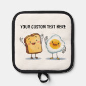 Aangepaste tekst Toast en ei Schattig Pannenlap (Voorkant)
