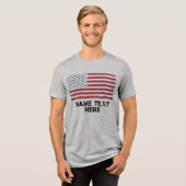Aangepaste tekst toevoegen USA Flag Bewerkbaar Aan Tri-Blend Shirt (Voorkant volledig)