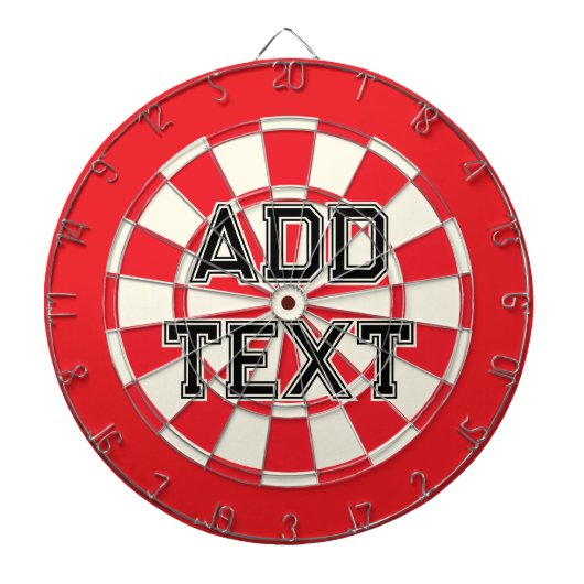 Aangepaste tekst toevoegen Zwart Rood Wit Retro Dartbord (Voorkant)