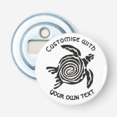 Aangepaste tekst Tribal Turtle Design Button Flesopener (Voorkant)