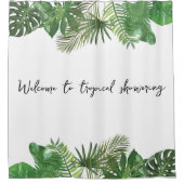 Aangepaste tekst Tropisch blad zomer gevoel groen Douchegordijn (Voorkant)