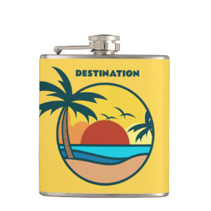 Aangepaste tekst Tropisch strand Sunset Heupfles