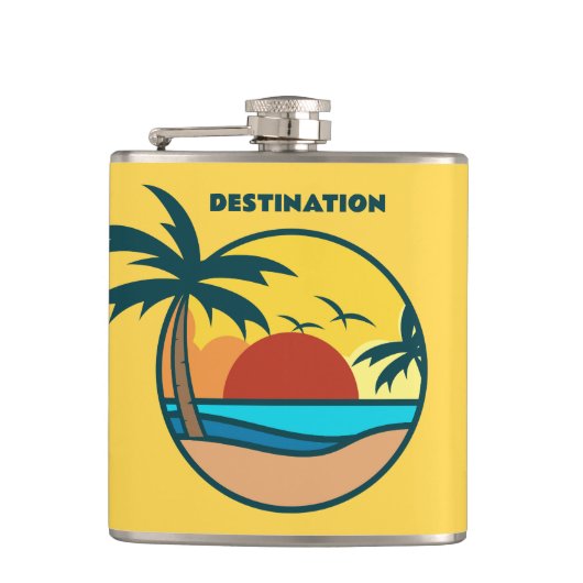 Aangepaste tekst Tropisch strand Sunset Heupfles (Voorkant)