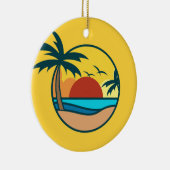 Aangepaste tekst Tropisch strand Sunset Keramisch Ornament (Rechts)