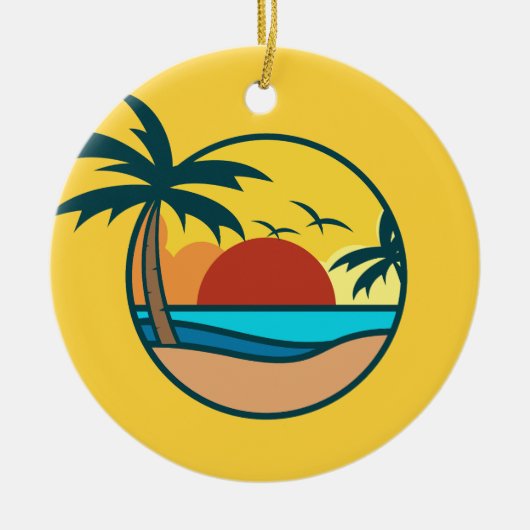Aangepaste tekst Tropisch strand Sunset Keramisch Ornament (Voorkant)