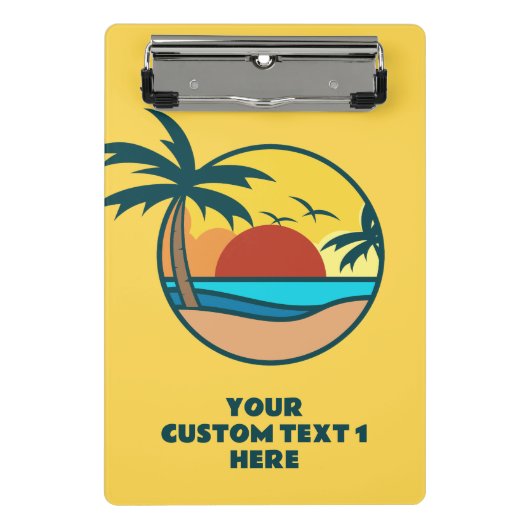Aangepaste tekst Tropisch strand Sunset Mini Klembord (Voorkant)
