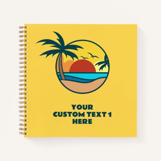 Aangepaste tekst Tropisch strand Sunset Notitieboek (Voorkant)