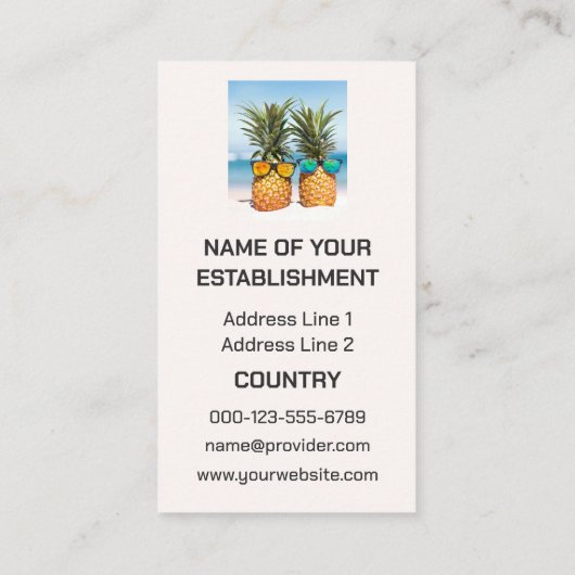 Aangepaste tekst Tropische ananas Visitekaartje (Achterkant)