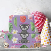 Aangepaste tekst Tropische Baby Dieren Kids Verjaa Cadeaupapier