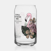 Aangepaste tekst Tropische Flamingo Blikvorm Glas (Achterkant)