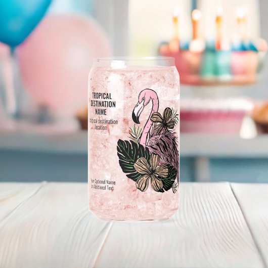 Aangepaste tekst Tropische Flamingo Blikvorm Glas (Insitu (Baby Shower))