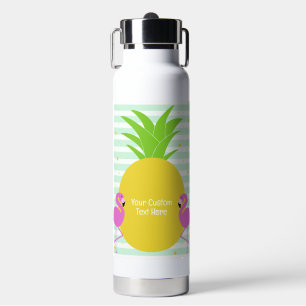 Aangepaste tekst Tropische flamingos Waterfles