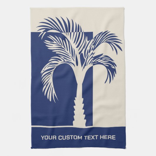 Aangepaste tekst Tropische palmboom Theedoek (Verticaal)