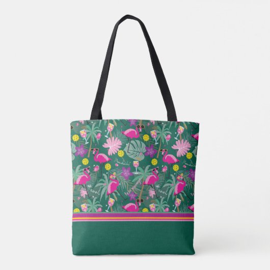 Aangepaste tekst 🤩 Tropische partij met picklebal Tote Bag (Achterkant)