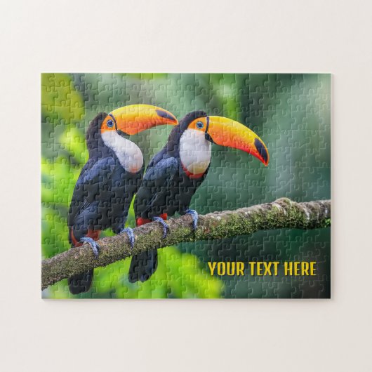 Aangepaste tekst Tropische Toucans Legpuzzel (Horizontaal)