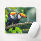 Aangepaste tekst Tropische Toucans Muismat (Met muis)