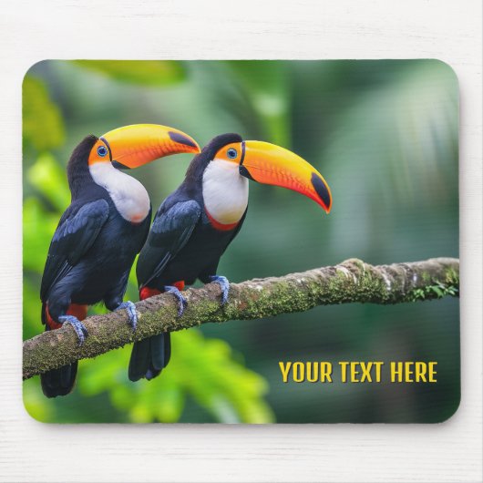 Aangepaste tekst Tropische Toucans Muismat (Voorkant)