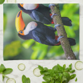 Aangepaste tekst Tropische Toucans Theedoek (Gevouwen)