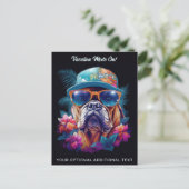 Aangepaste tekst Tropische vakantie hond Briefkaart (Staand voorkant)